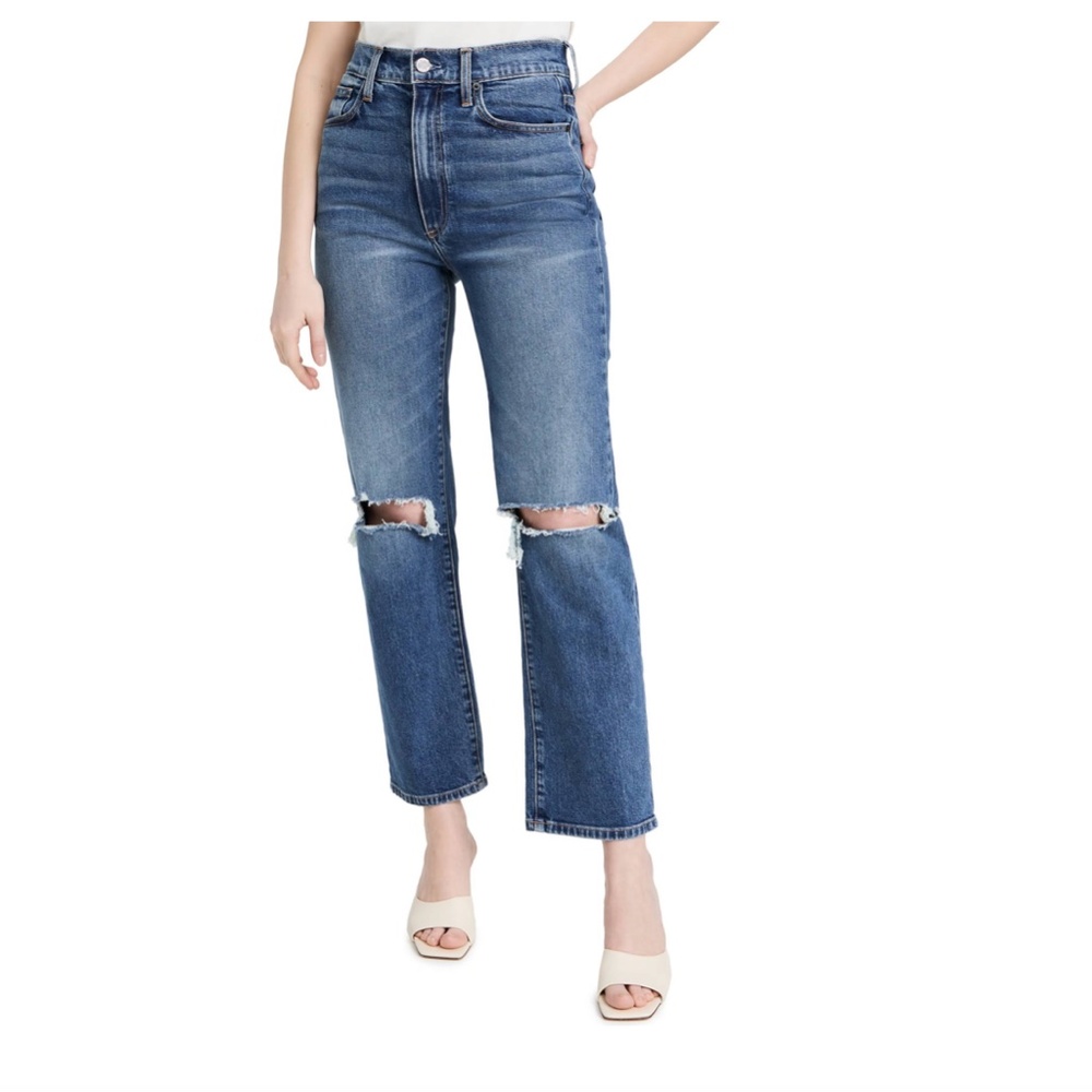 Le Jean Mia Relaxed Straight Jean Womens 24 Distressed Knee Ankle Length